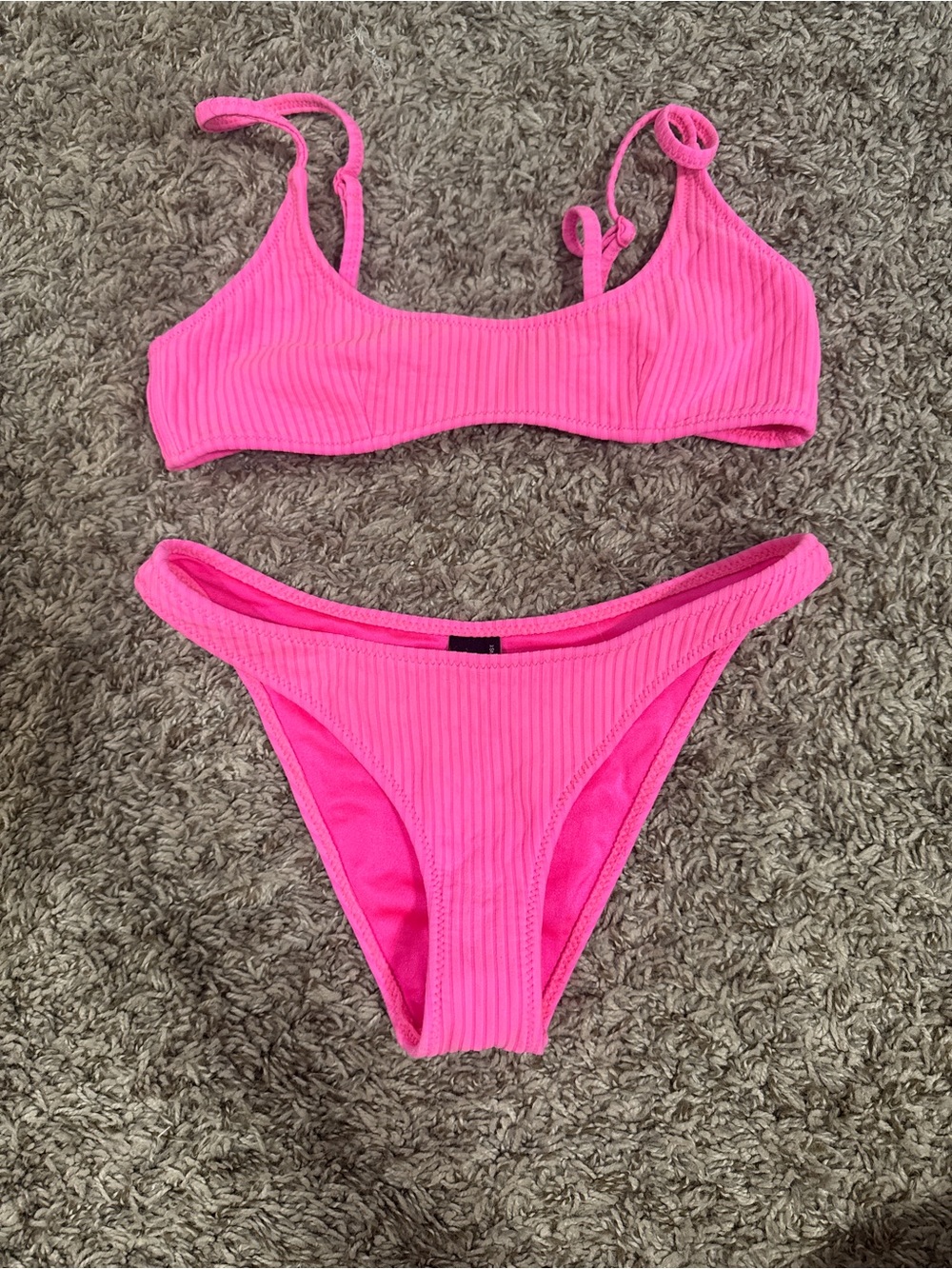 triangl swimwear Hot Pink Ribbed Bikini Set